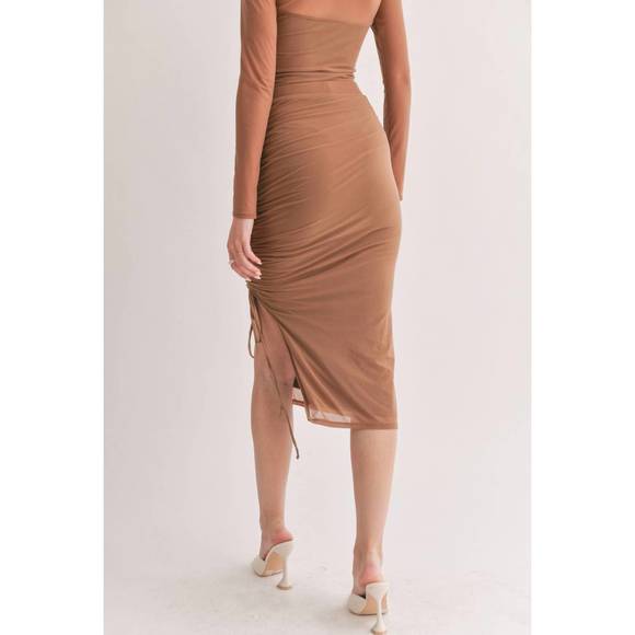 NEW SAGE THE LABEL mesmerize mesh skirt in brown - Picture 3 of 4